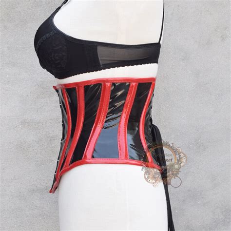 Women Underbust Pvc Corset Black Red Corset Heavy Duty Steel Etsy