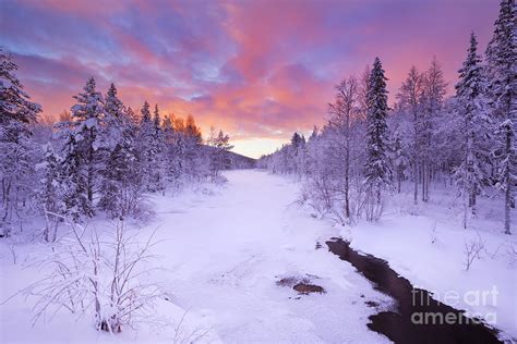 Sunrise Over A River In Winter Near Levi In Finnish Lapland Photograph