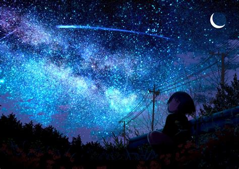 Lonely Girl Starring Shooting Star Wallpaper Hd Anime 4k Wallpapers