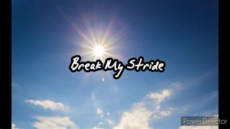 Matthew Wilder~ Break My Stride Lyrics Youtube