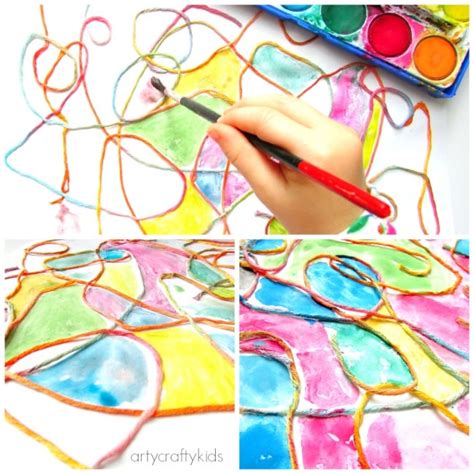Watercolour Yarn Kids Process Art Arty Crafty Kids