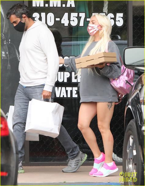 Lady Gaga Wears Metallic Pink Face Mask While Picking Up Dinner With