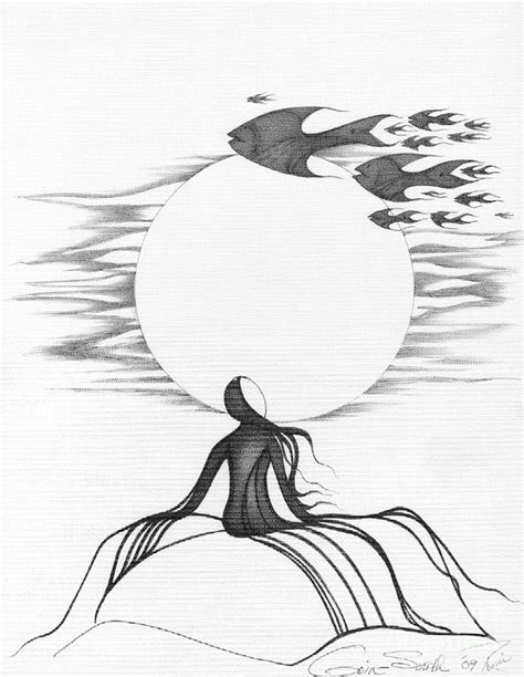 Abstract Art Figurative Fish Black And White Drawing Goin South By Romi