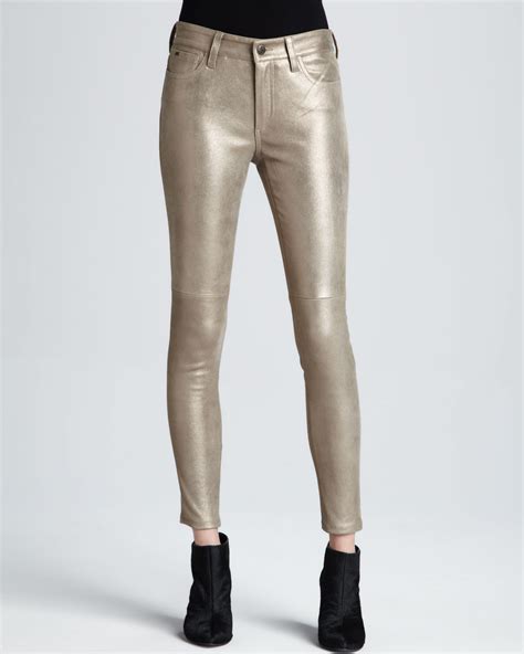 Lyst Joes Jeans Leather Skinny Ankle Jeans In Metallic