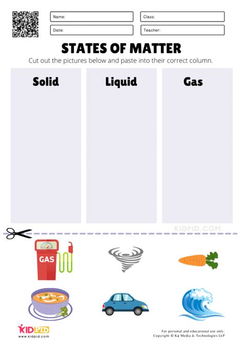 States Of Matter Science Worksheets For Kids Kidpid