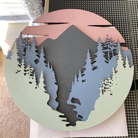 Wall art 3D Pine Tree SVG File for Cricut Layered Mountain | Etsy in