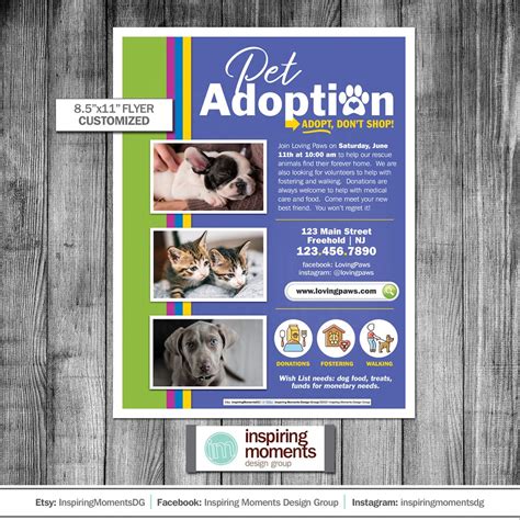 Pet Adoption Flyer Printable Dog Adoptions Cat Adoptions Small