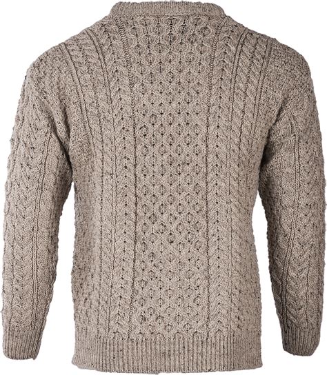 Merino Wool Sweater Traditional Knit Crew Neck Pullover Honeycomb Knit