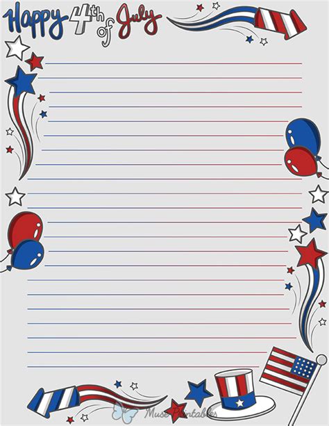 Printable Fourth Of July Stationery