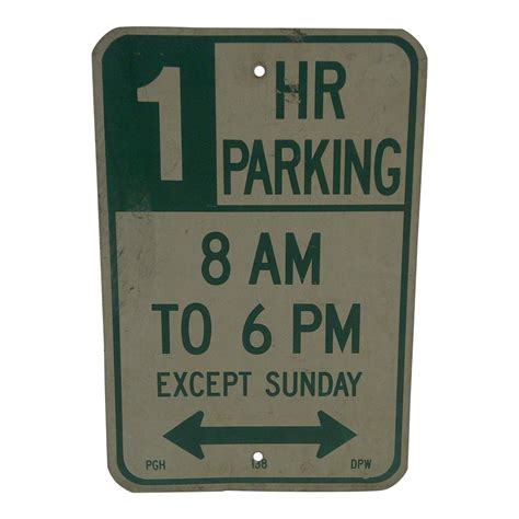 Vintage Metal One Hour Parking Sign Chairish