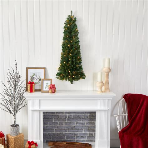 4 Flat Back Wall Hanging Artificial Christmas Tree With 50 Clear Led