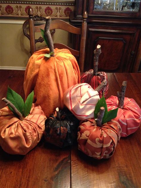 Fabric Pumpkins Made On Toilet Paper And Paper Towel Rolls Add