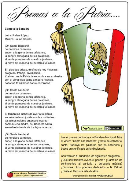 Poemas A La Patria Poema De La Bandera Canto A La Bandera Mexico Bandera