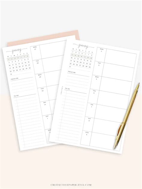 2021 2022 Dated Weekly Planner Printable Template Calendar Etsy