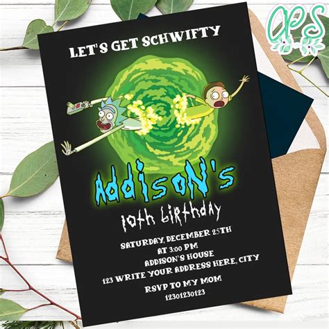 Printable Rick And Morty Birthday Invitation Instant Download