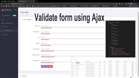 Jquery Form Validation Before Ajax Submit Laravel Youtube