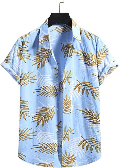 LSGO Funky Hawaii Hemd Herren Sommer Freizeithemd Slim Fit Kurzarm D Gedruckt Muster Graphic