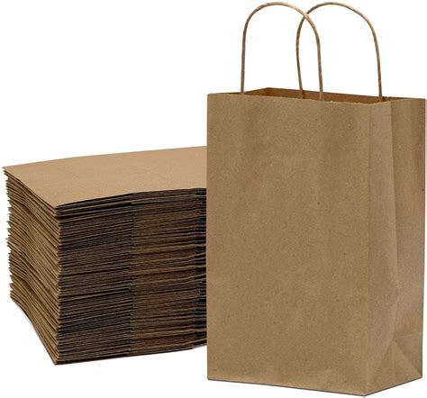 Brown Paper Bags With Handles 6x3x9 Inches 100 Pcs Paper Shopping Bags