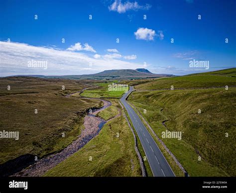 Road Through The Yorkshire Dales National Park Aerial View Stock