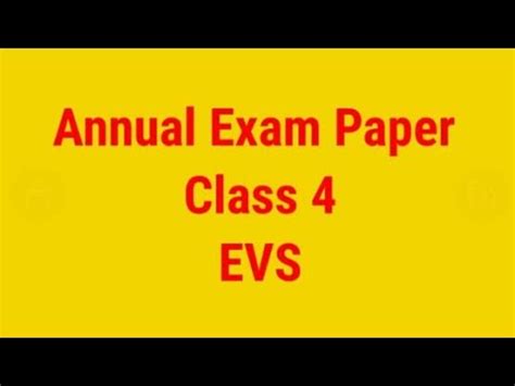 EVS Annual Exam Paper EVS Sample Paper For Class 4 Class 4th EVS