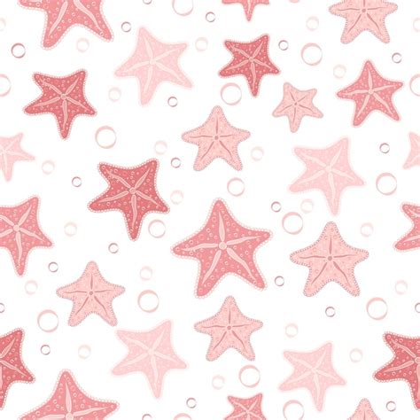 Premium Vector Starfish And Bubbles Seamless Pattern