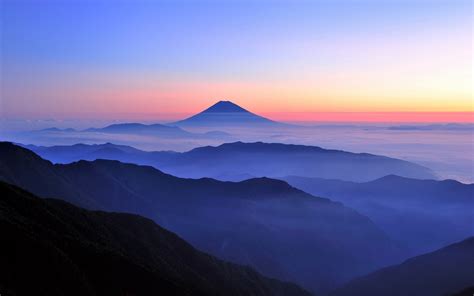 Nature Landscape Mist Mountain Sunrise Japan Blue Wallpapers Hd