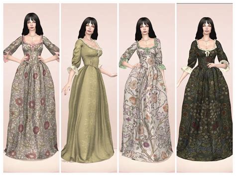 Ts4 Vintage Cc Finds — Witchy Vintage Floral Dress Recolors Of Sifix