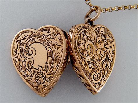 1890 S Antique Locket True Love 9k Rose Gold Antique Locket Necklace Floral Heart Locket Wedding
