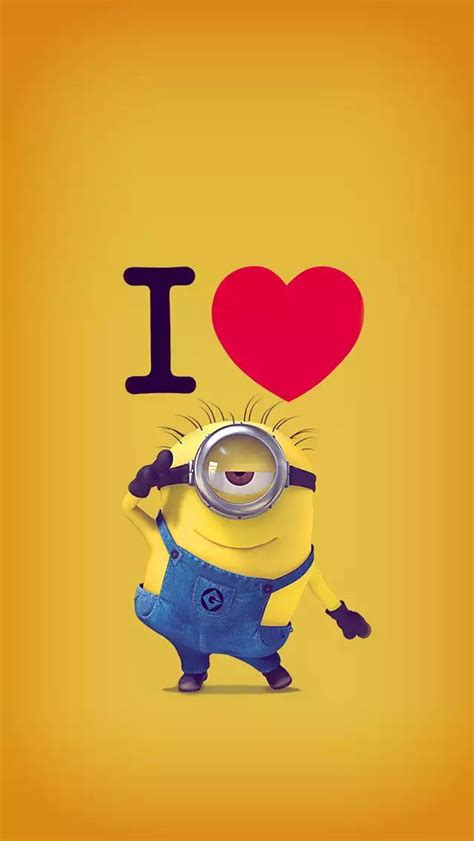 A Minion Holding Up A Heart With The Word I Love It
