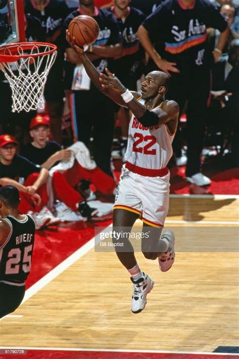 Clyde Drexler Of The Houston Rockets Goes For A Layup Against The San