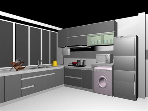 Gray Kitchen Cabinets 3d Model 3dsmax Files Free Download Cadnav