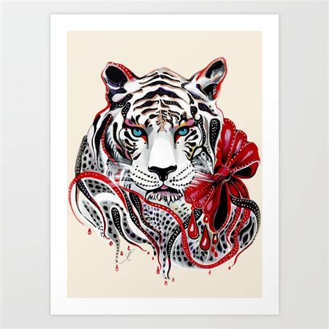 White Tiger Art Print By Feliciaart Society6