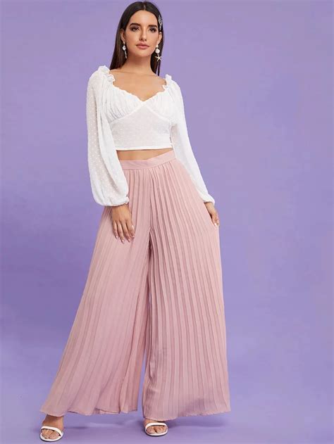 Zip Back Pleated Wide Leg Pants Gagodeal Pleated Palazzo Pants