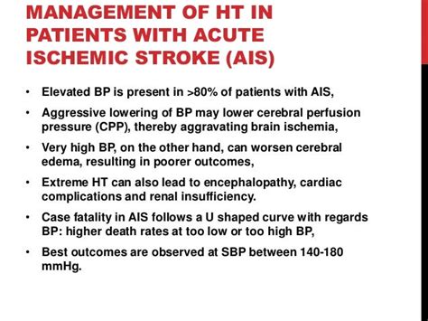 Management Of Hypertension In Acute Stroke