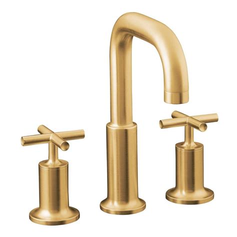 Moen weymouth two handle widespread bathroom sink faucet in brushed gold. KOHLER Purist 8 in. Widespread Deck Mount 2-Handle Mid-Arc Bathroom Faucet Trim Only in Vibrant ...