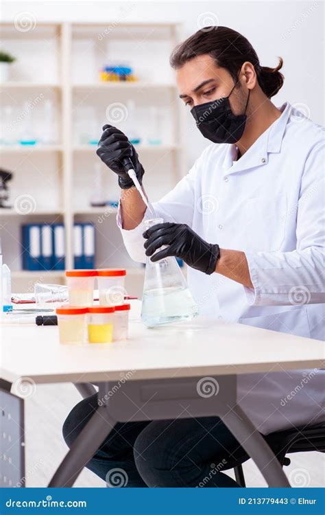 Young Male Chemist Working In The Lab Stock Image Image Of Chemist