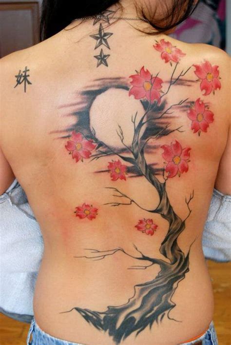 Moon And Cherry Blossom Tree On Back Cute Cherry Blossom