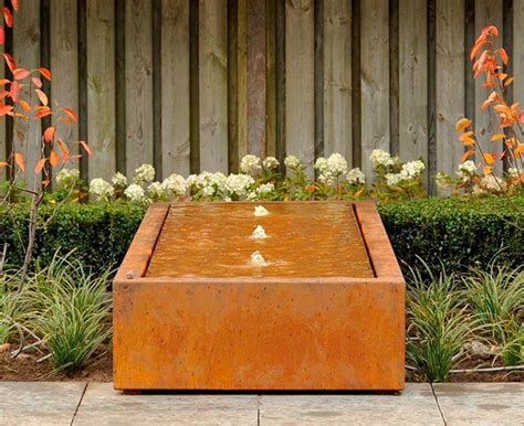 Corten Trough Fountain Watertable Outdoor Rusty W100 H40 L300 Cm From