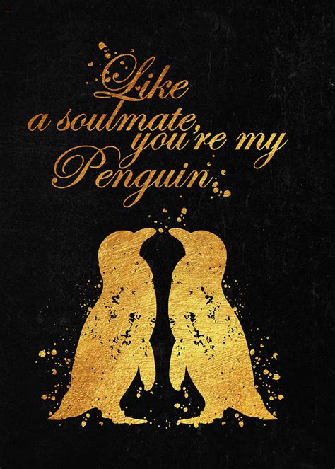 Watercolor Penguins Love Same Sex Soulmate Quote Watercolor Art Print