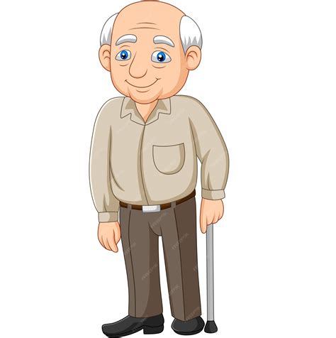 Dibujos Animados Senior Anciano Anciano Vector Premium