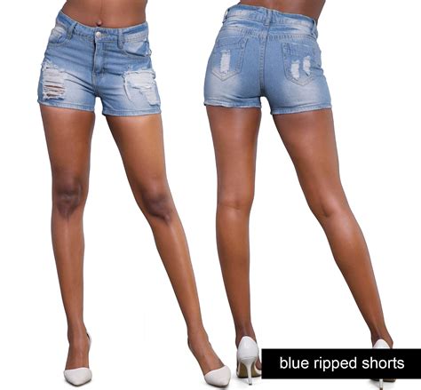 Womens Sexy Blue Denim Hot Pants Ladies Rip Jean Summer Shorts Size 6 8