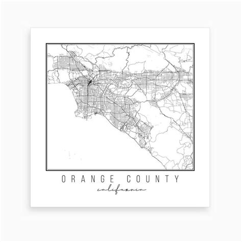 Orange County California Street Map Art Print Street Map Art Map Art