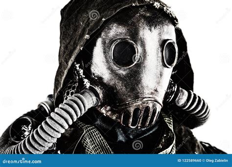 Portrait Of Post Apocalyptic Survivor In Gas Mask Stock Photo Image