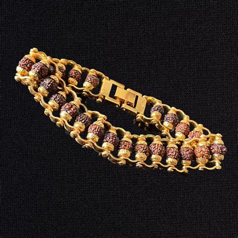 Gold Plated Modern Rudraksha Bracelet Japam