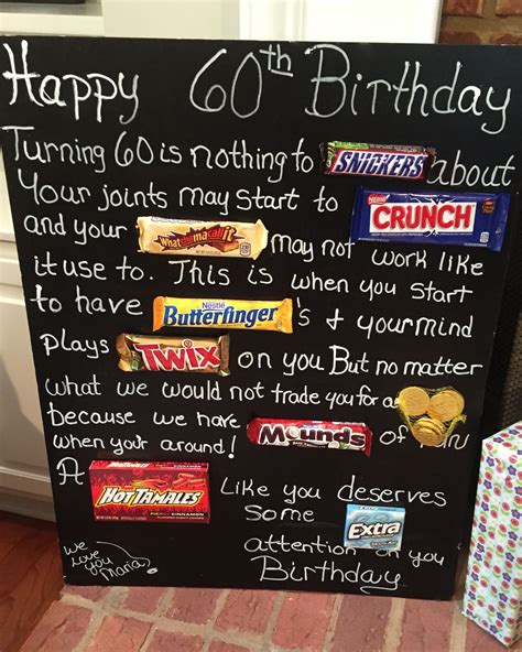 Old Age Over The Hill 60th Birthday Card Poster Using Candy Bars Candy