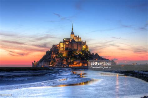 Mont Saintmichel At Sunset In Normandy France High Res Stock Photo