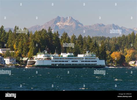 Us Wa Bremertonseattle Ferry In Rich Passage Fall Color Whitecaps