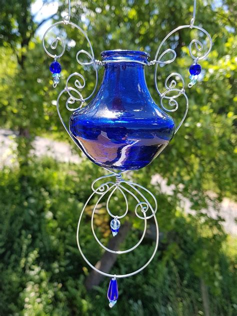 Hanging Glass Vase And Rooter In Bright Colors For The Window Etsy In 2020 Hanging Glass