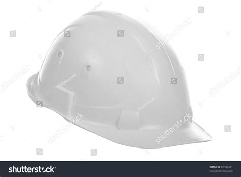 White Helmet Builder On A White Background Stock Photo 82384471