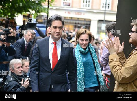 Labour Leader Ed Miliband Arrives With His Wife Justine At Labour Headquarters To Thank Staff